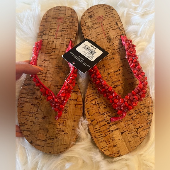 Red Beaded Sandals Macy’s - Picture 1 of 6